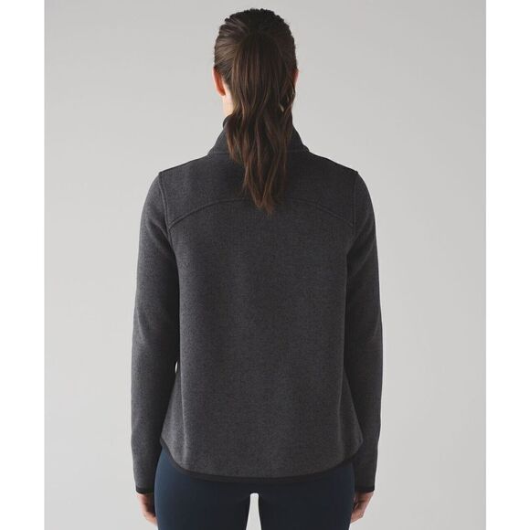 Lululemon Black Gray Heathered Its Fleecing Cold Zip Up Jacket Size 6 - Picture 2 of 9